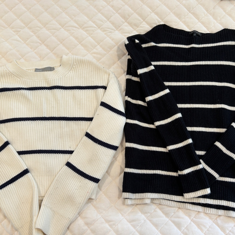 Striped Sweater Set in Cream and Navy